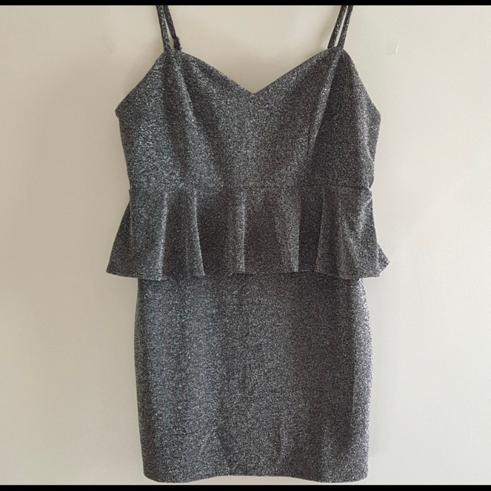 Plus Size Silver Peplum Dress Forever 21 (never worn)